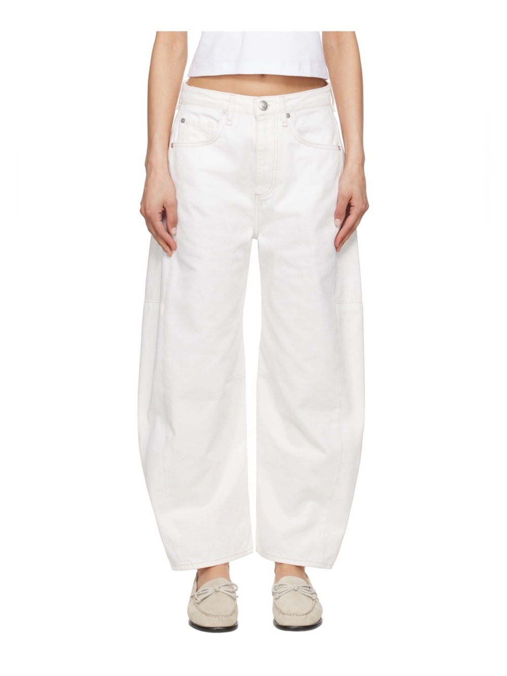 RAG & BONE Charlie High Rise Barrel Jean in Color White